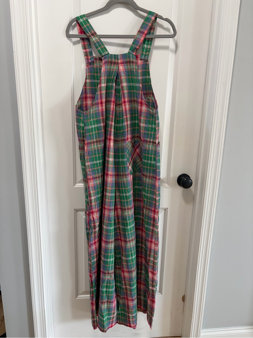 BiBi Green Plaid Wide Leg Overalls NWT size Medium Cotton Colorful Teacher - Picture 13 of 14